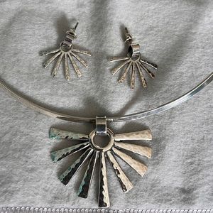 James Avery Retired sterling silver starburst pendant, earrings & slider